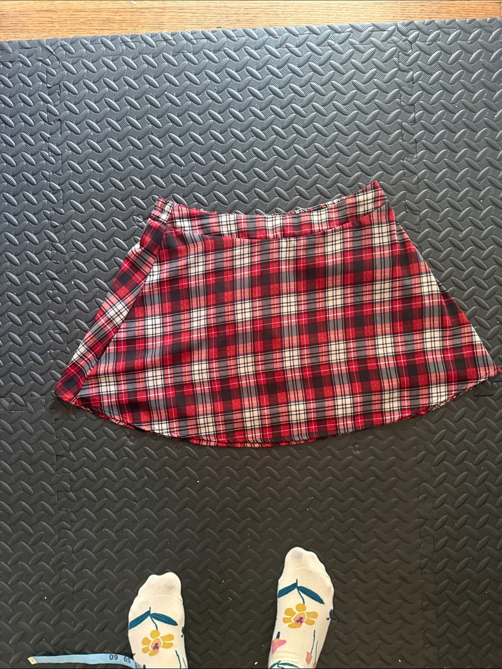 Vintage Red Plaid Circle Skirt
